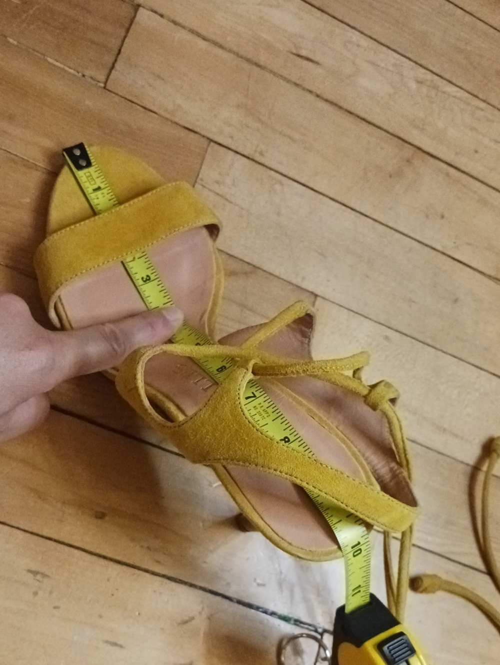 Pedro Miralles Yellow Suede Lace-Up Sandals Size 38 EU Made in Spain - Picture 13 of 14
